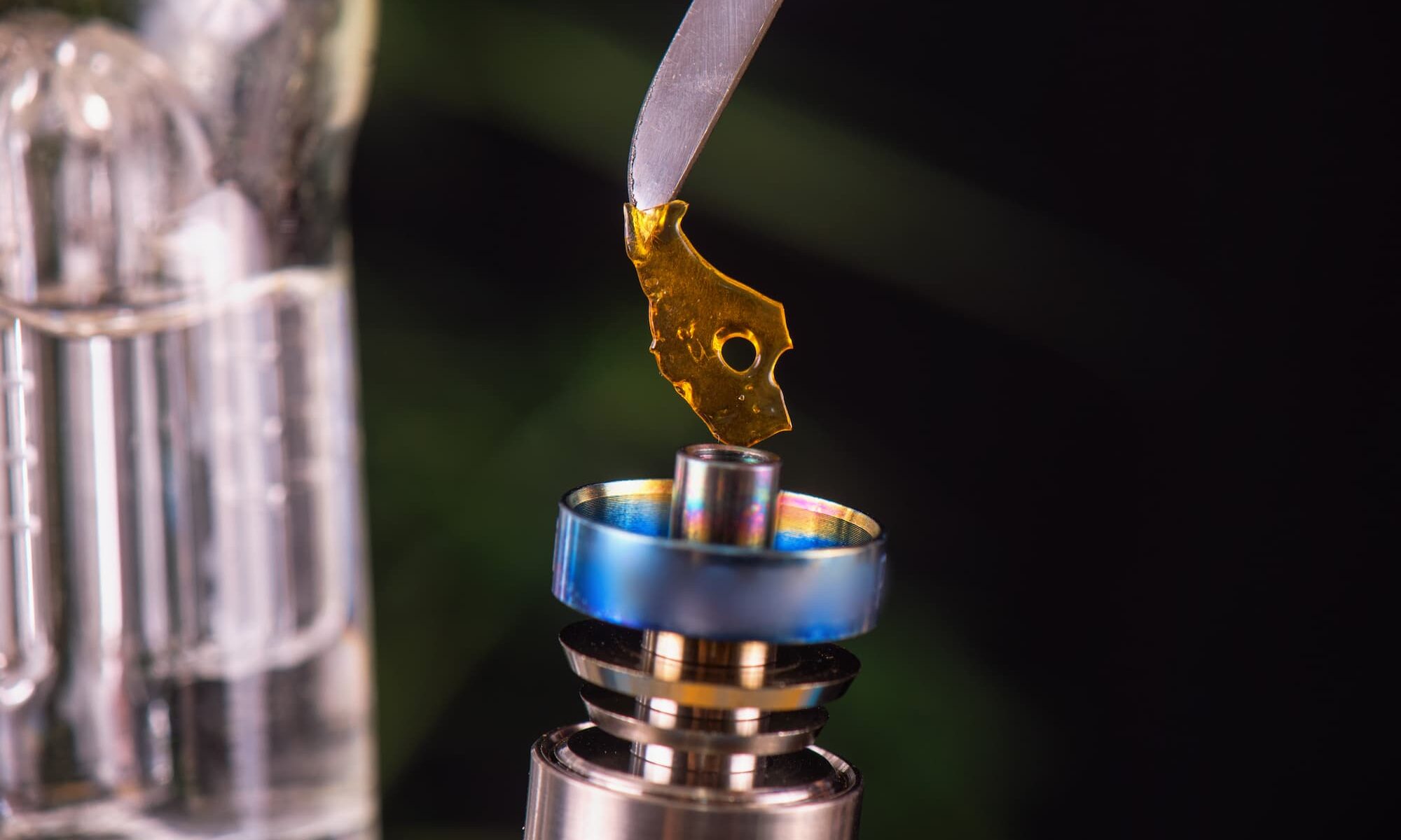 close up image of resin being heated up to use as a dab